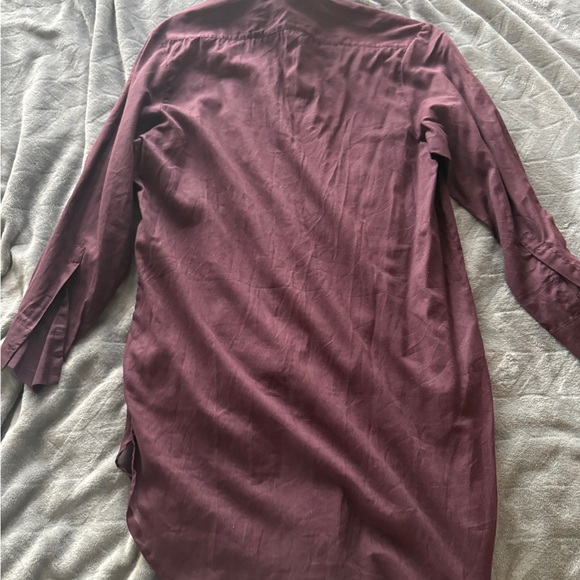 Chic Burgundy Button Down Shirt for Women - Picture 3 of 3